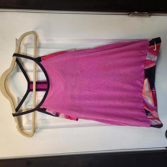 Nike Tops - Nike Women's Pink and Multicolor Tank Top with built in bra- Size Medium